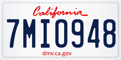 CA license plate 7MIO948