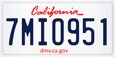 CA license plate 7MIO951