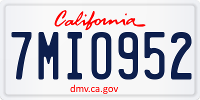 CA license plate 7MIO952