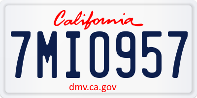 CA license plate 7MIO957