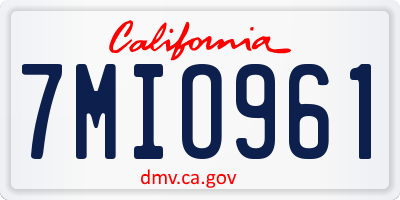 CA license plate 7MIO961