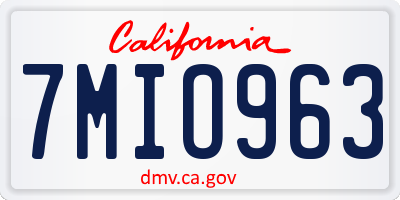 CA license plate 7MIO963