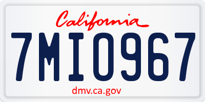 CA license plate 7MIO967