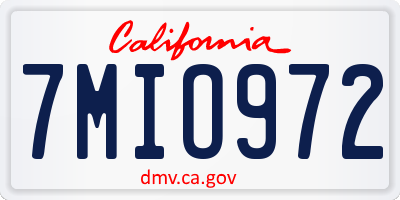 CA license plate 7MIO972