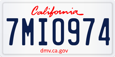 CA license plate 7MIO974