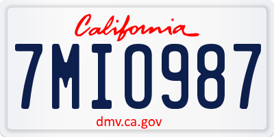 CA license plate 7MIO987