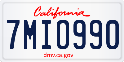 CA license plate 7MIO990