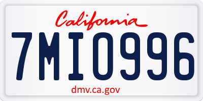 CA license plate 7MIO996
