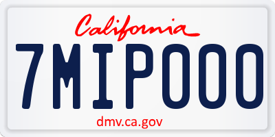 CA license plate 7MIP000