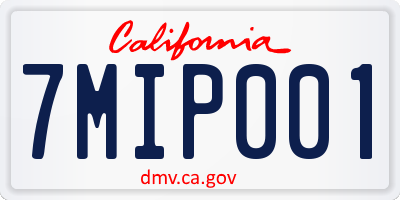 CA license plate 7MIP001
