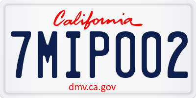 CA license plate 7MIP002
