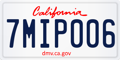 CA license plate 7MIP006