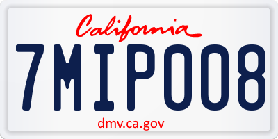 CA license plate 7MIP008