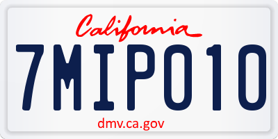 CA license plate 7MIP010