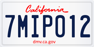 CA license plate 7MIP012