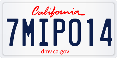 CA license plate 7MIP014