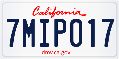 CA license plate 7MIP017