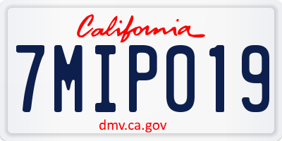 CA license plate 7MIP019