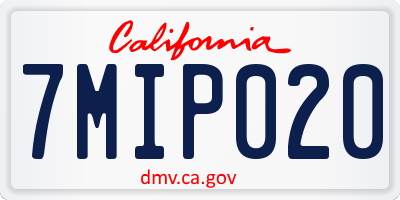 CA license plate 7MIP020
