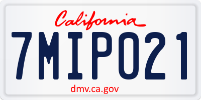 CA license plate 7MIP021