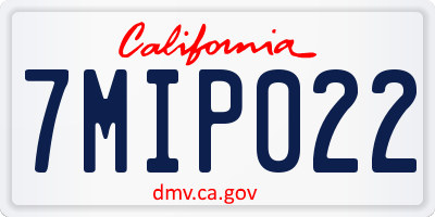 CA license plate 7MIP022