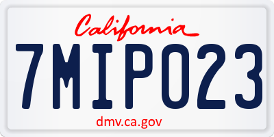 CA license plate 7MIP023