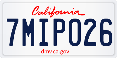 CA license plate 7MIP026