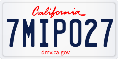 CA license plate 7MIP027