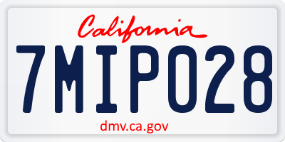 CA license plate 7MIP028