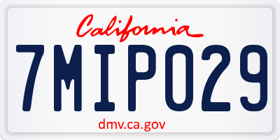 CA license plate 7MIP029