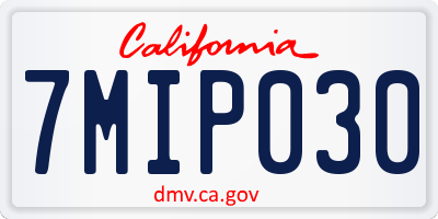 CA license plate 7MIP030