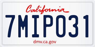 CA license plate 7MIP031