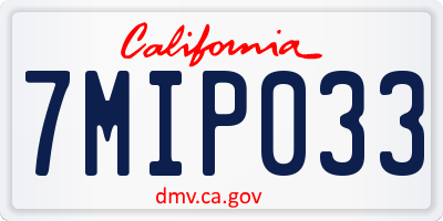 CA license plate 7MIP033