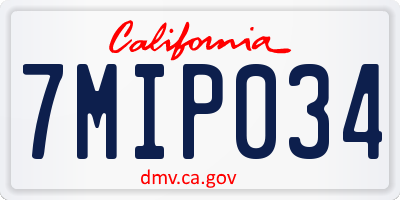 CA license plate 7MIP034