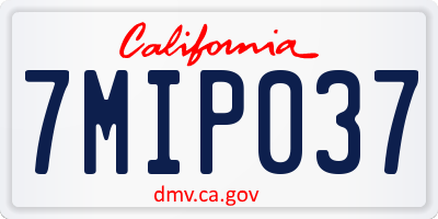 CA license plate 7MIP037