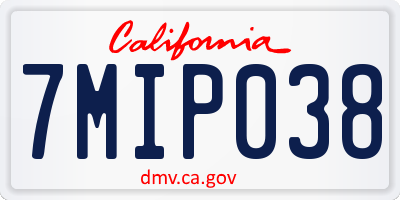 CA license plate 7MIP038