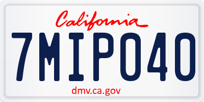 CA license plate 7MIP040
