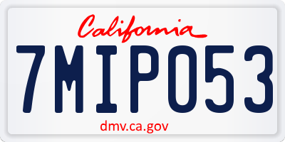 CA license plate 7MIP053