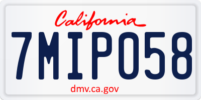 CA license plate 7MIP058
