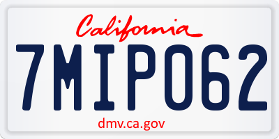 CA license plate 7MIP062