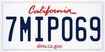 CA license plate 7MIP069