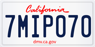 CA license plate 7MIP070