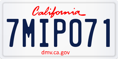 CA license plate 7MIP071