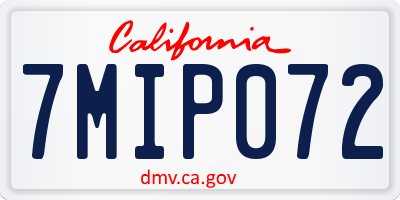 CA license plate 7MIP072