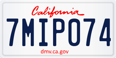 CA license plate 7MIP074