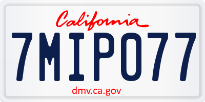 CA license plate 7MIP077