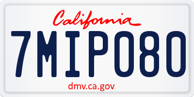 CA license plate 7MIP080