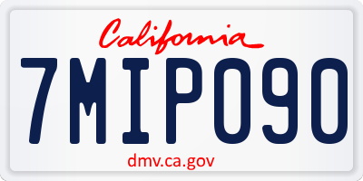 CA license plate 7MIP090