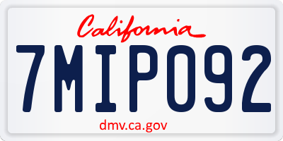 CA license plate 7MIP092