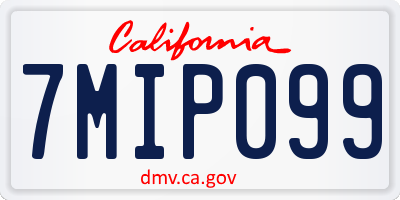 CA license plate 7MIP099